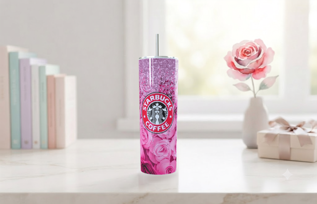 Vaso Térmico de Acero Inoxidable - Edición "Rosas & Glitter Glam"| Travel Mug