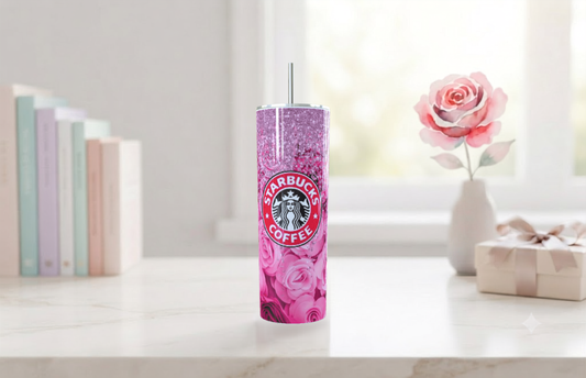 Vaso Térmico de Acero Inoxidable - Edición "Rosas & Glitter Glam"| Travel Mug