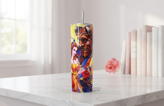 Tumbler Bella y la Bestia 3D Drip 20oz| Travel Mug