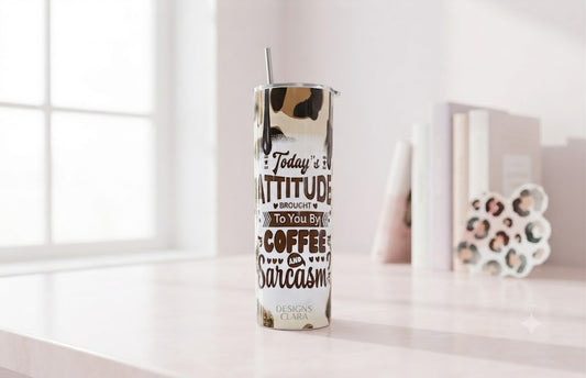 Tumbler Coffee and Sarcasm Leopard Gold | Travel Mug