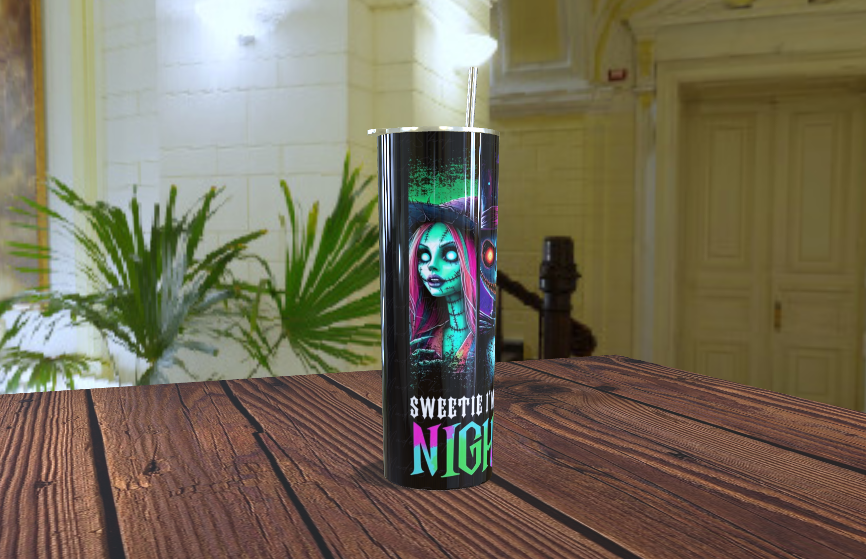 Tumblers personalizado con imagen de personajes de Jack and sally