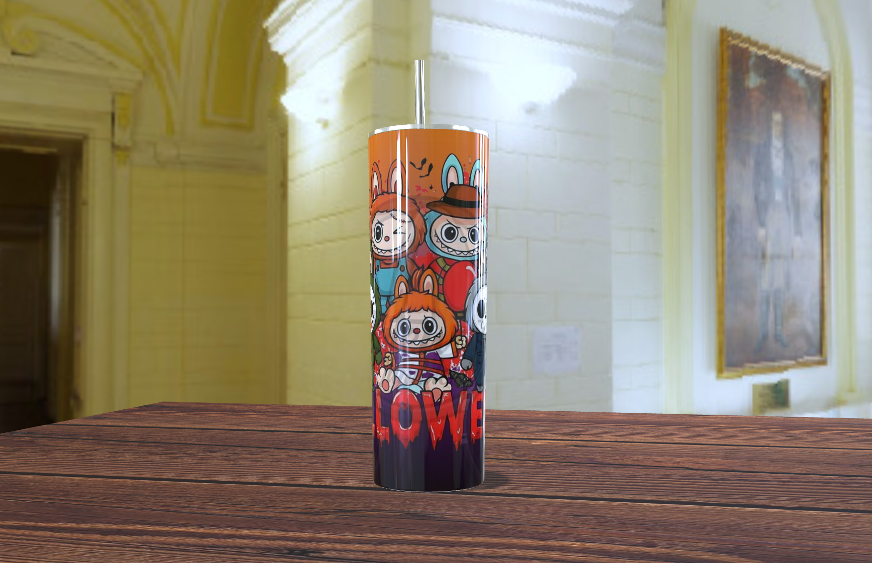 Tumbler personalizado con La Bubu en Halloween
