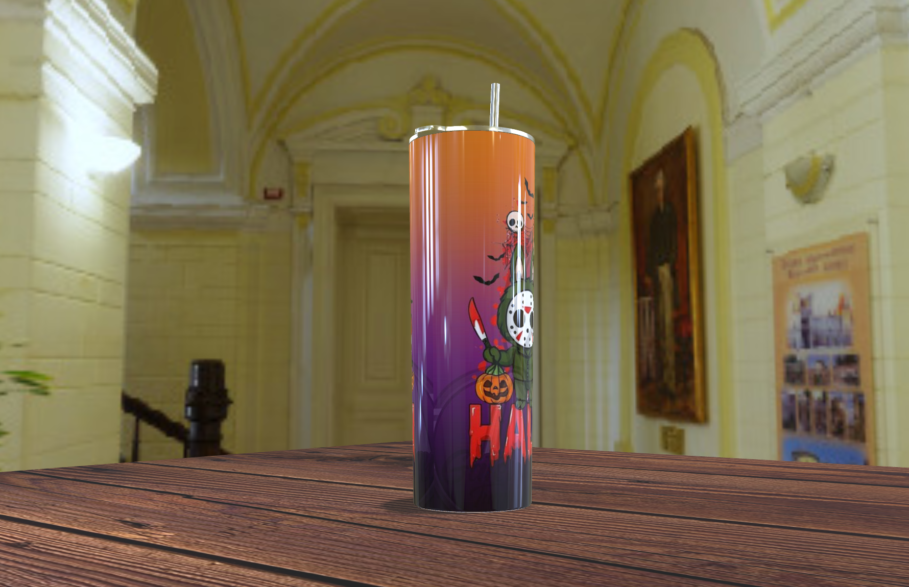 Tumbler personalizado con La Bubu en Halloween