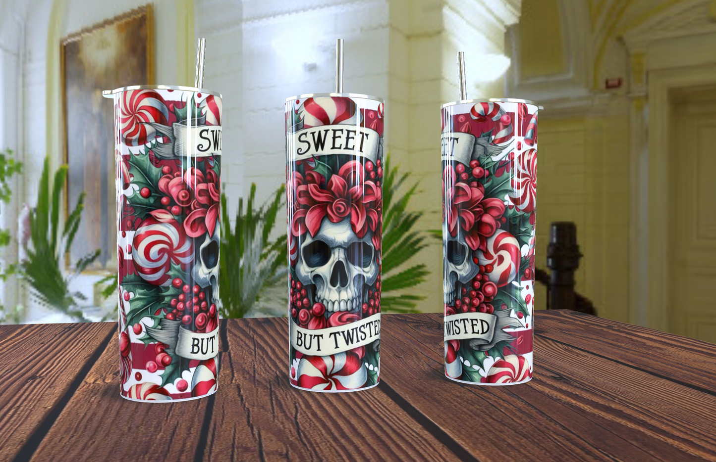 Tumbler de 20 OZ con diseño de florar y carabela