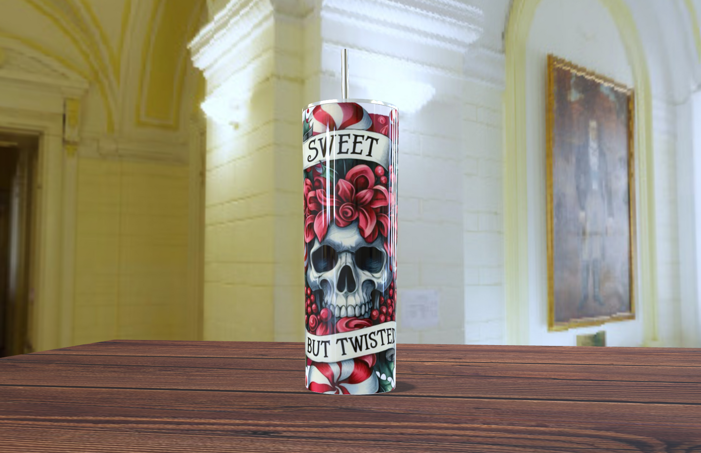 Tumbler de 20 OZ con diseño de florar y carabela