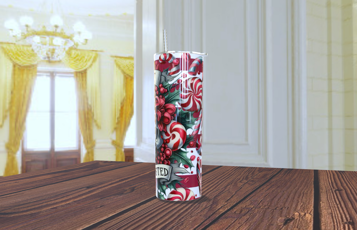 Tumbler de 20 OZ con diseño de florar y carabela