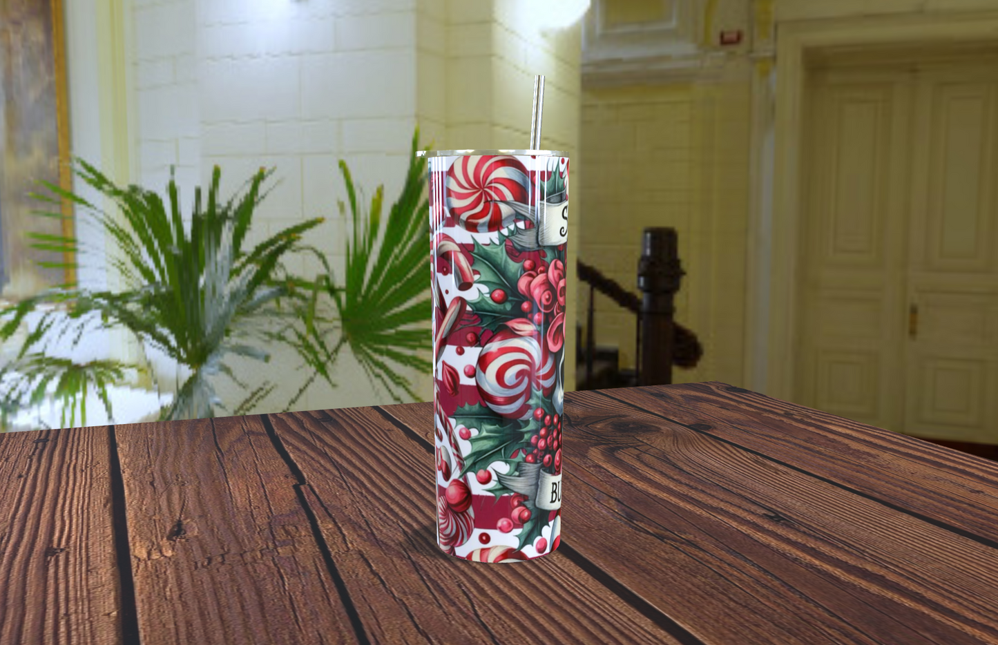 Tumbler de 20 OZ con diseño de florar y carabela