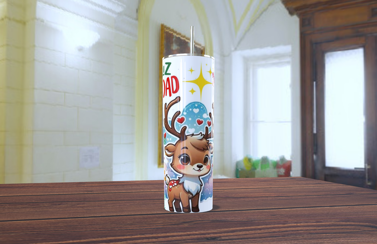 Tumbler de 20 OZ para esta navidad con diseño de reno