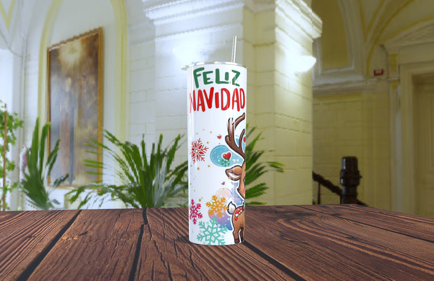 Tumbler de 20 OZ para esta navidad con diseño de reno