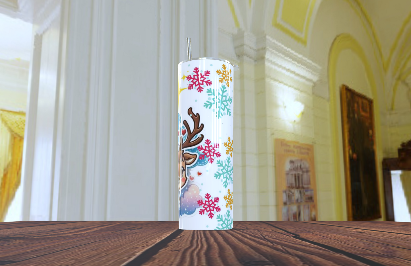 Tumbler de 20 OZ para esta navidad con diseño de reno