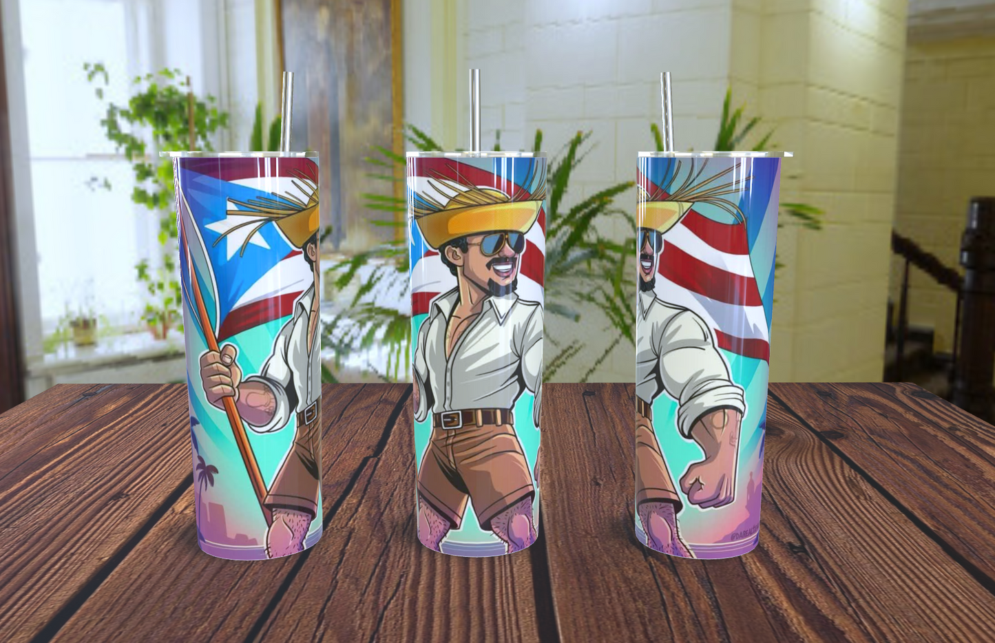 🎶 Tumbler Bad Bunny con la Bandera de Puerto Rico – Orgullo y flow boricua 🎶