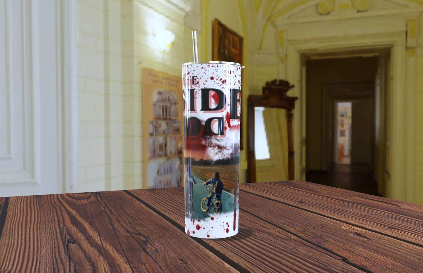 🥤 Tumbler "The Upside Down" - Acero Inoxidable (Diseño de Terror/80s)