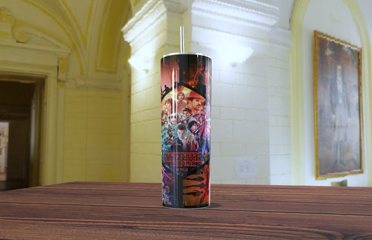 🥤 Tumbler Oficial "Stranger Things" (Elenco y Iconografía) - Acero Inoxidable