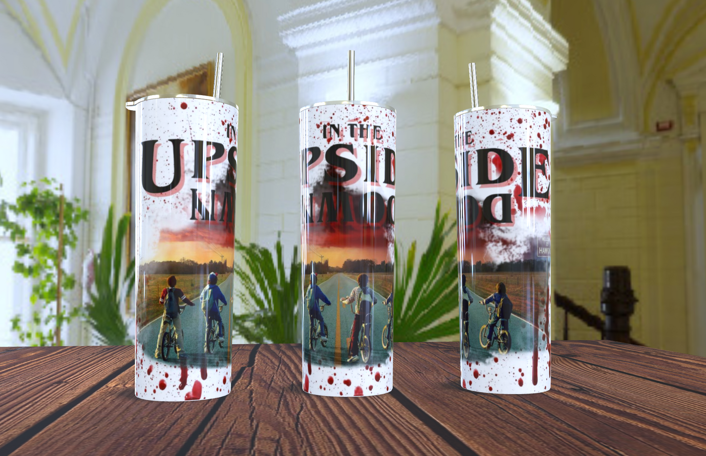 🥤 Tumbler "The Upside Down" - Acero Inoxidable (Diseño de Terror/80s)