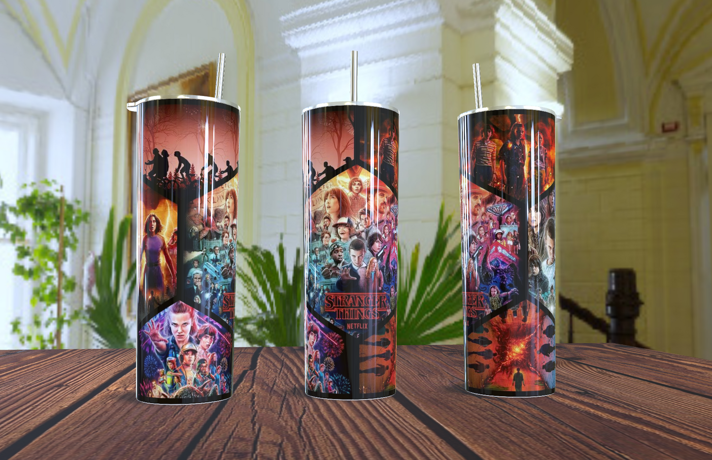 🥤 Tumbler Oficial "Stranger Things" (Elenco y Iconografía) - Acero Inoxidable