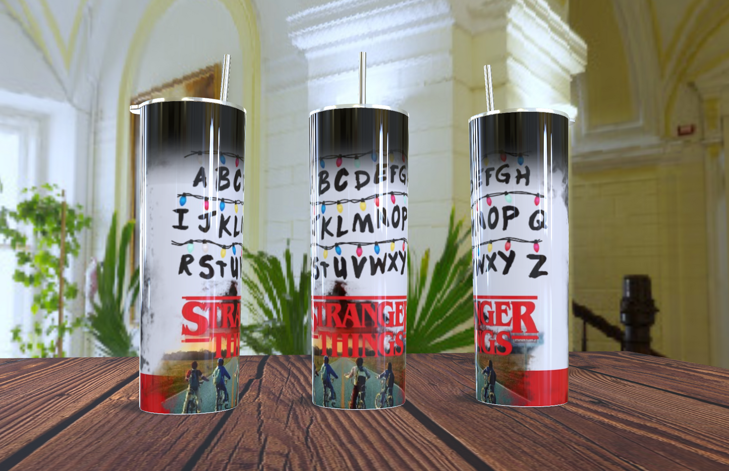 🎄 Tumbler "Comunicación con el Upside Down" - Luces y Alfabeto