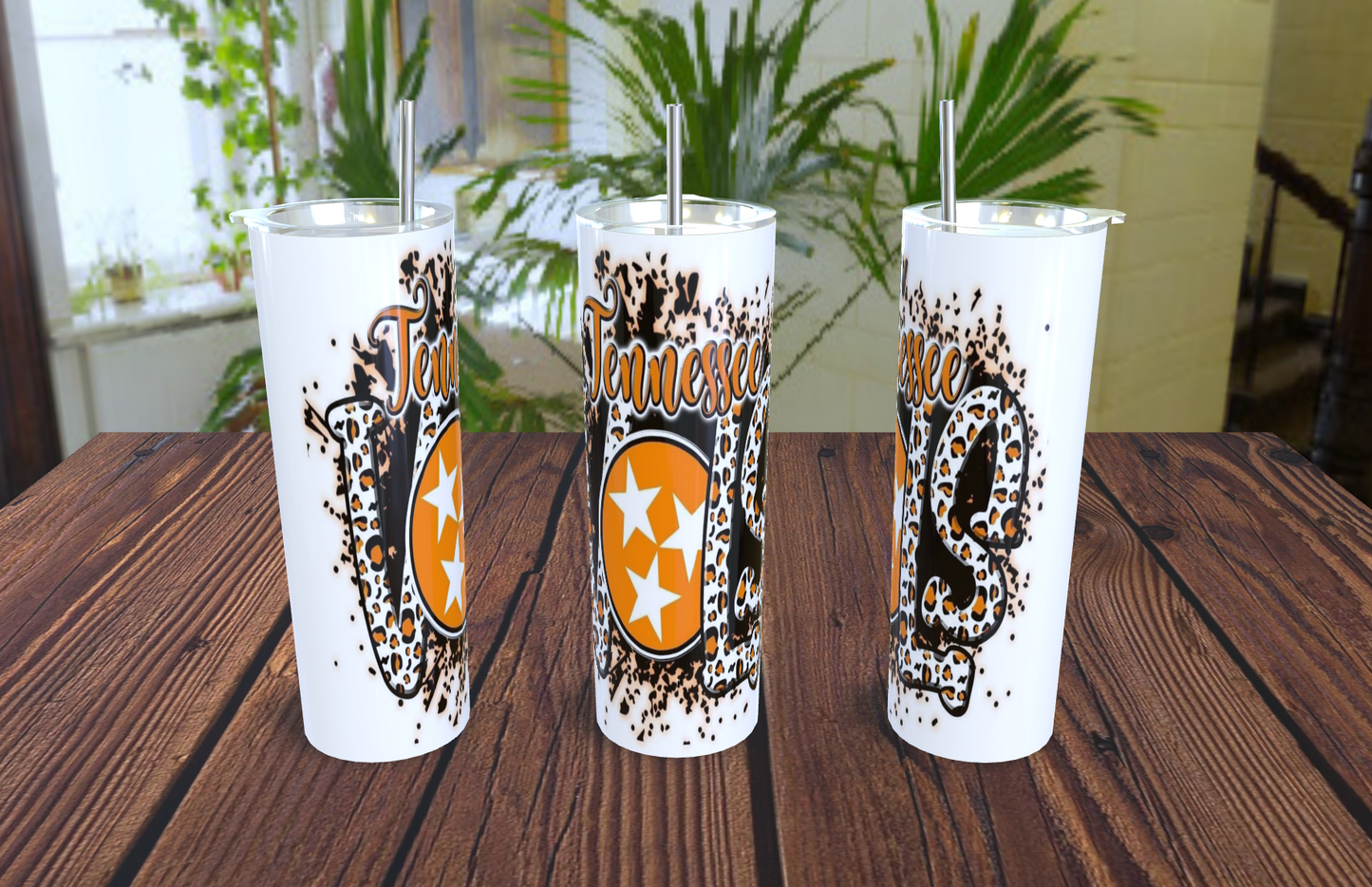 🧡 Vaso Tumbler "Orgullo Tennessee Salvaje" - ¡Estilo, Animal Print y Pasión! 🖤✨