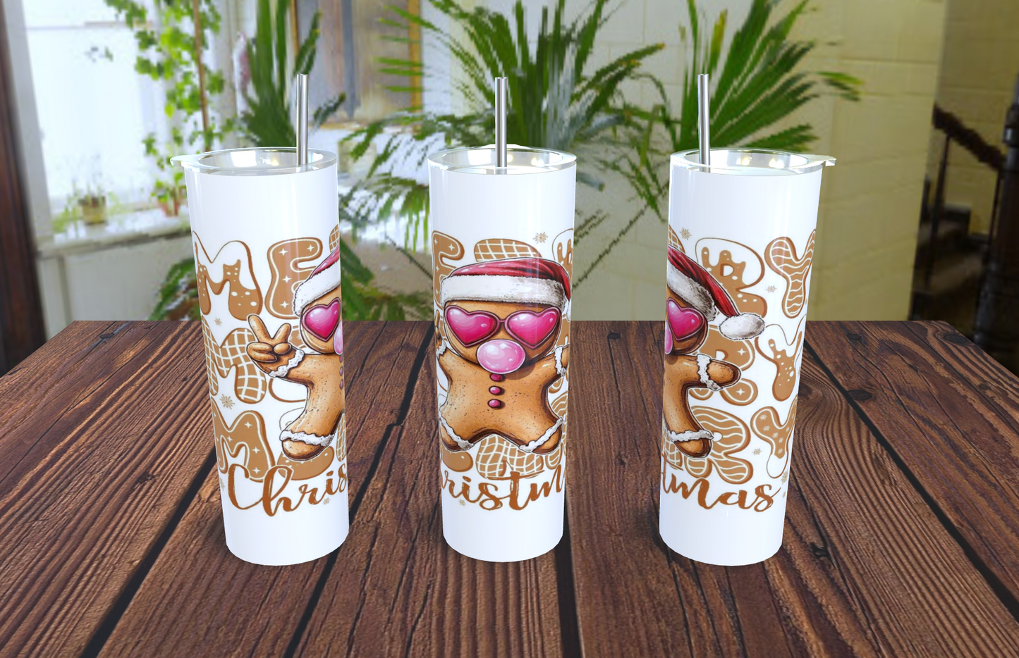 🎄 Vaso Tumbler "Galleta de Jengibre con Estilo" - ¡Navidad con un Toque Cool! 😎💖