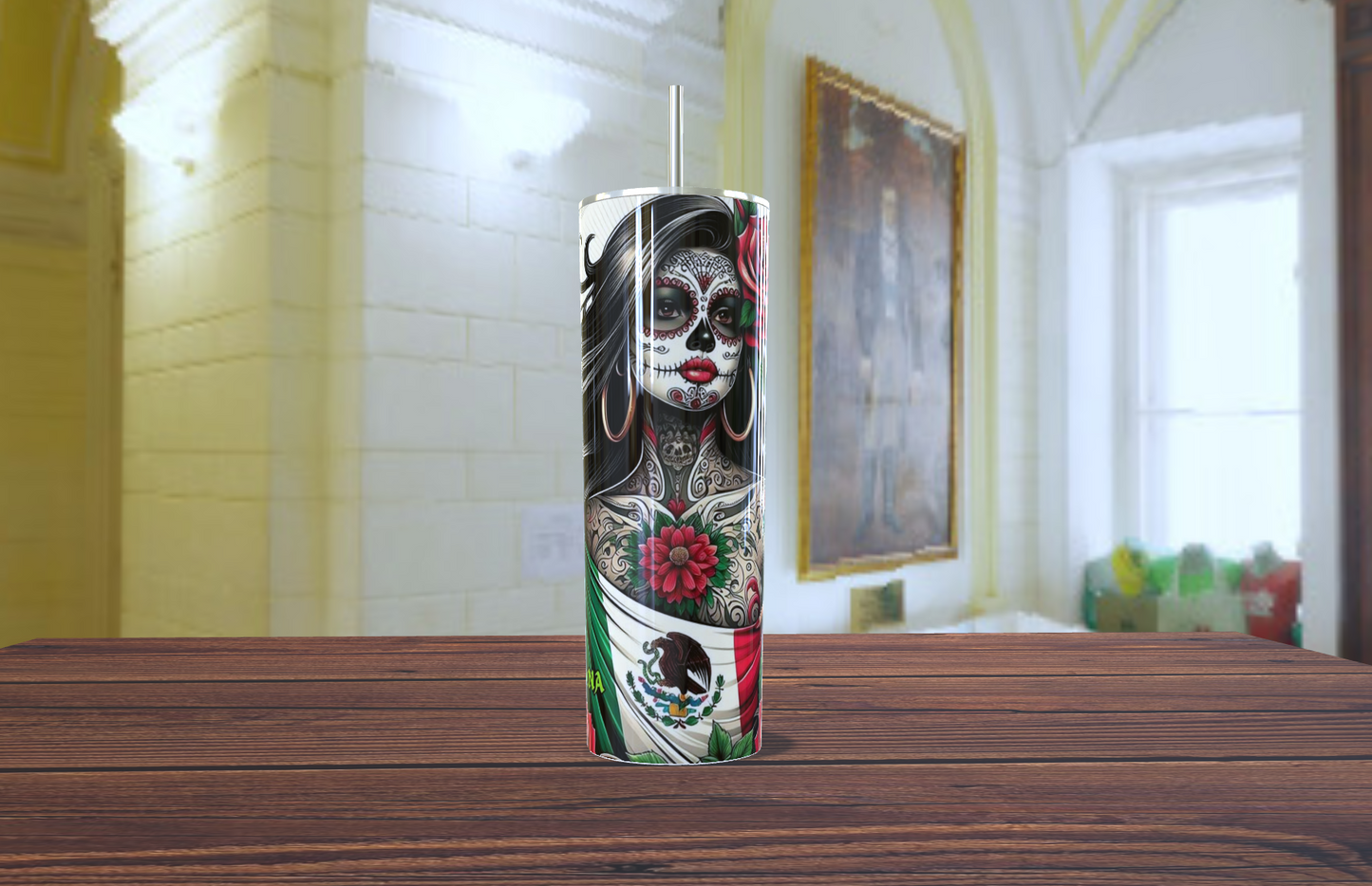 🌹 Vaso Tumbler Catrina Elegante & Orgullo Mexicano - ¡Tradición y Estilo que Enamoran! 🇲🇽✨
