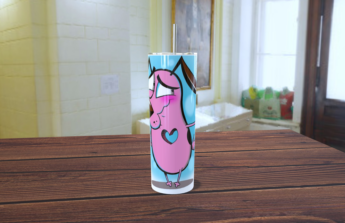 😱 Vaso Tumbler "Coraje, el Perro Cobarde: ¡Qué Miedo!" - Nostalgia y Humor Negro 💖✨