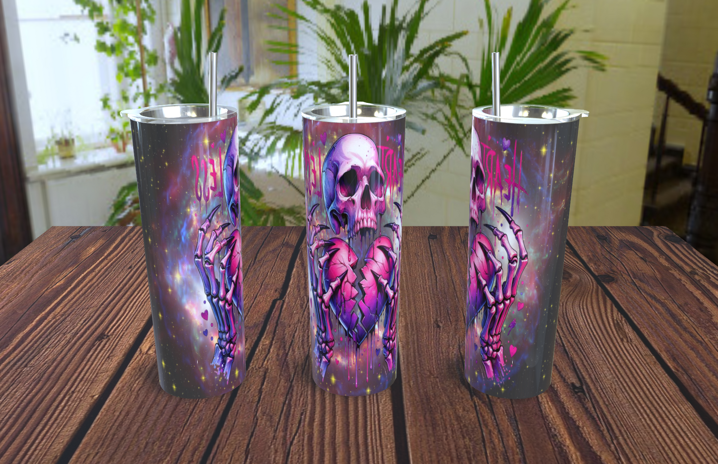 aso Térmico Skinny Calavera Gótica y Corazón Roto - Estilo Punk Rock Vibrante