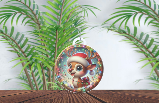 🌟 Llavero Navideño de Reno con Luces