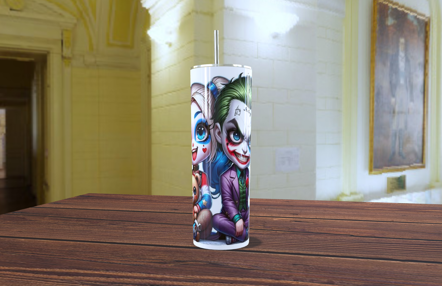 Vaso Térmico Artístico de Payaso y Rosa Roja  20 OZ