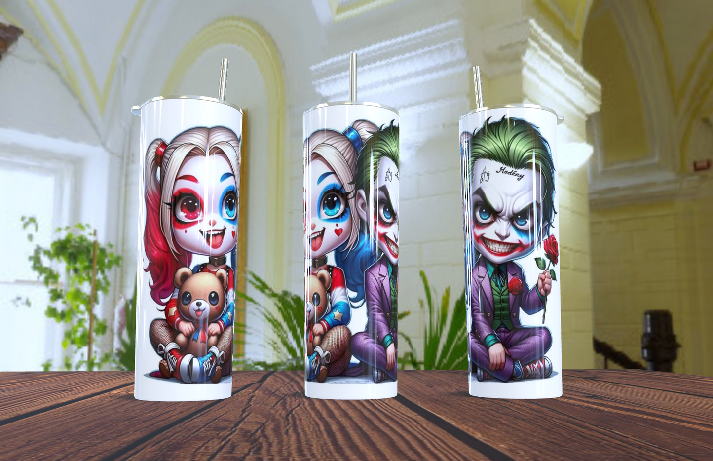 Vaso Térmico Artístico de Payaso y Rosa Roja  20 OZ