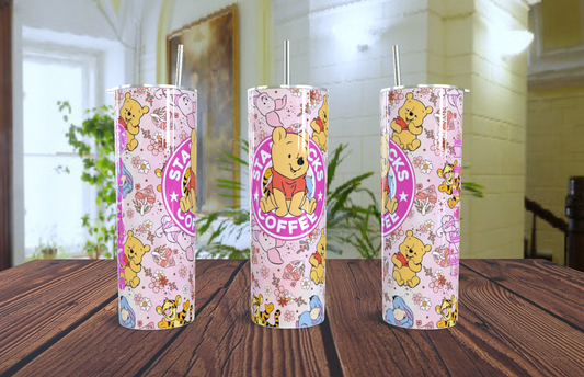 Pooh Coffee Rosa Floral – Acero Inoxidable 20oz