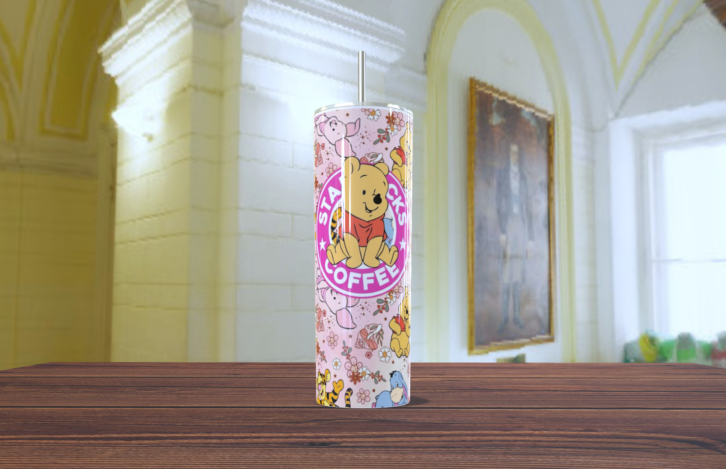 Pooh Coffee Rosa Floral – Acero Inoxidable 20oz
