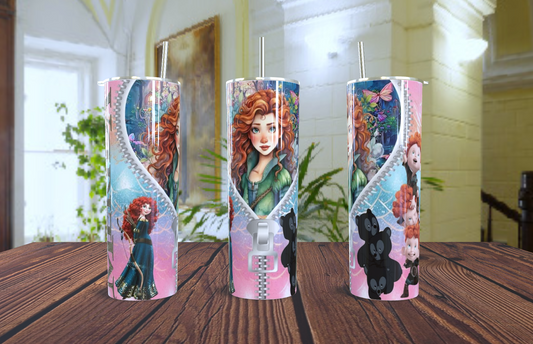 Tumbler 20oz Mérida "Valiente" - Diseño Zipper Mágico 🏹🐻