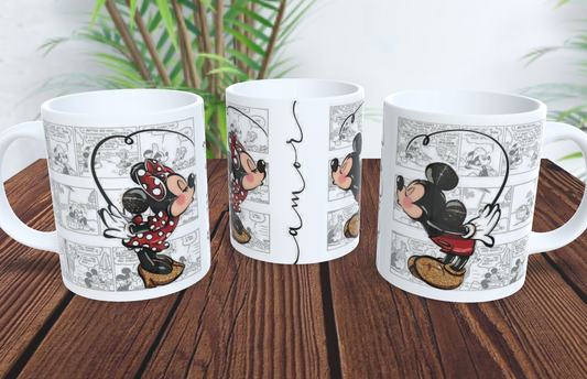 Set de Tazas "Romance en Blanco y Negro" - Edición Vintage Comic