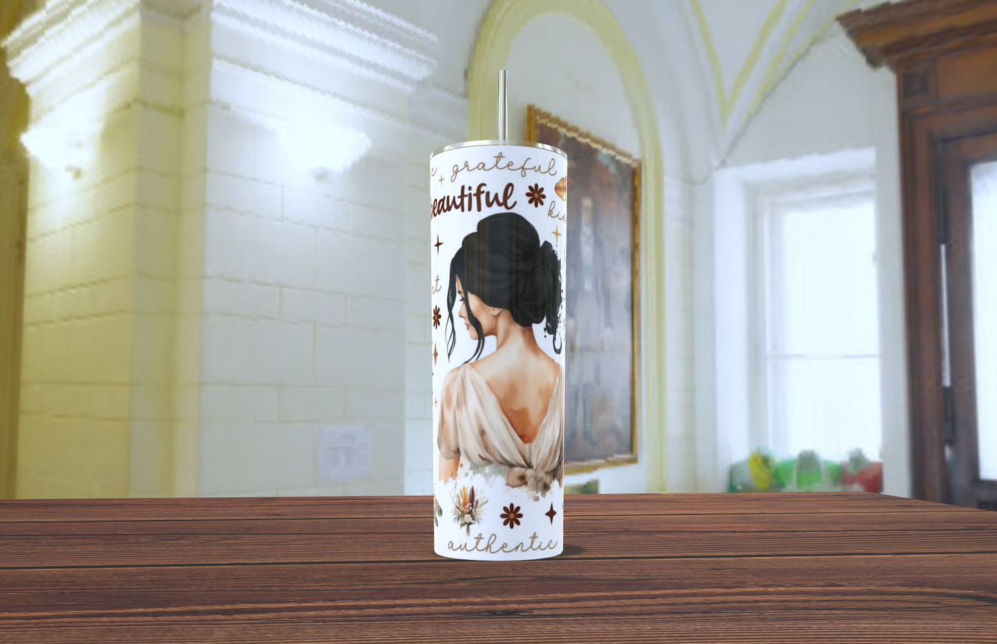 Grateful Beautiful Authentic Tumbler – Inspirational Gift for Women | 20oz Skinny Tumbler