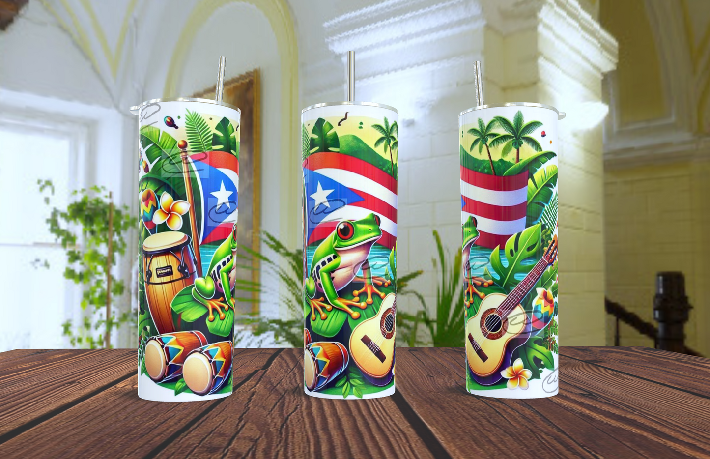 Puerto Rico Coqui Tumbler – Boricua Pride Gift | 20oz Skinny Tumbler