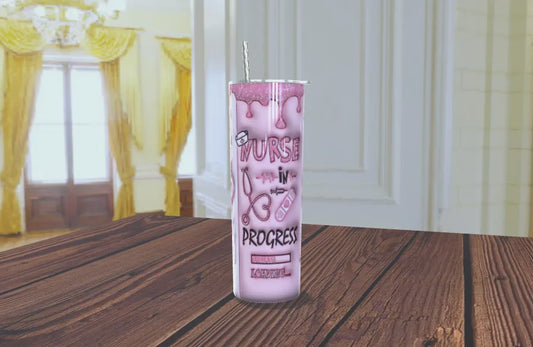 Tumbler Nurse in Progress 3D Rosa 20oz