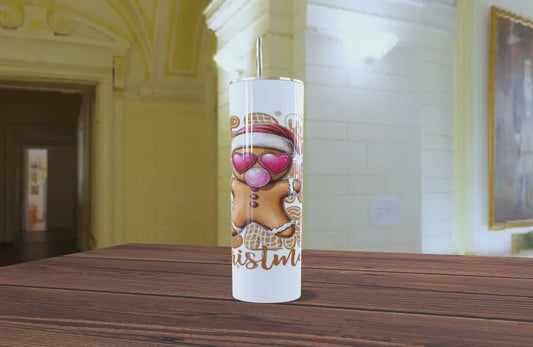Merry Christmas Gingerbread Skinny Tumbler 20oz