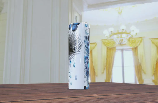 Blue Eye & Butterfly Skinny Tumbler 20oz