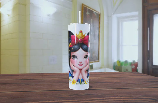 Tumbler Disney con Diseño Floral y Blancanieves "Cute"