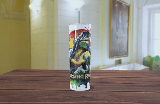 🦖 Vaso Térmico de Acero Inoxidable - Diseño T-Rex Jurassic Park (20 oz)