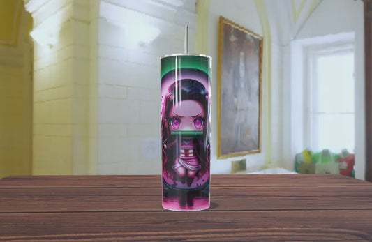 🌸 Vaso Tumbler "Nezuko Kawaii Power" - ¡La Demonio Más Querida de Demon Slayer! 💖✨