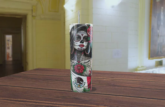 🌹 Vaso Tumbler Catrina Elegante & Orgullo Mexicano - ¡Tradición y Estilo que Enamoran! 🇲🇽✨