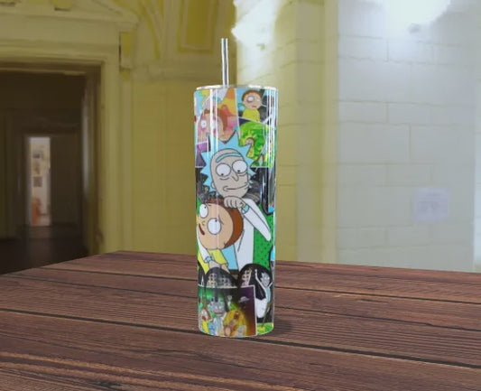 🧪 Vaso Tumbler "Rick y Morty: Collage Multiverso" - ¡Wubba Lubba Dub Dub! 🥒🚀