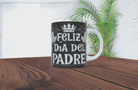 Taza Personalizada de Cerámica – Feliz Día del Padre (Diseño Corona y Alas)