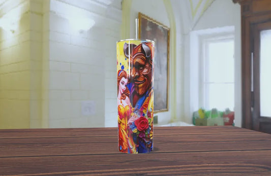 Tumbler Bella y la Bestia 3D Drip 20oz