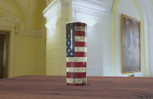 🇺🇸 Vaso Térmico Skinny - Bandera Americana Vintage 🦅