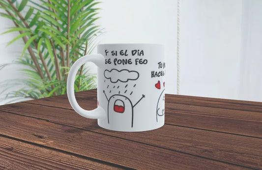 : Mug Motivacional Flork - Tú me haces feliz - Taza de Cerámica 11oz